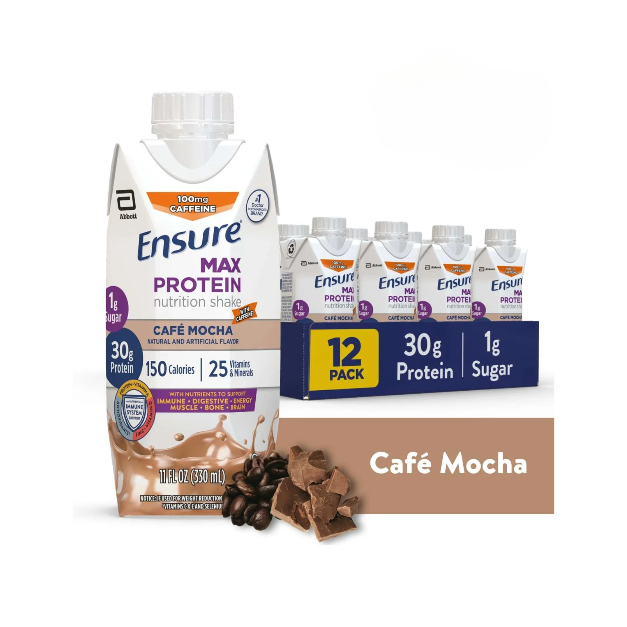 Ensure Max Protein, Nutrition Shake, Café Mocha, 11 fl oz, 12 Pack