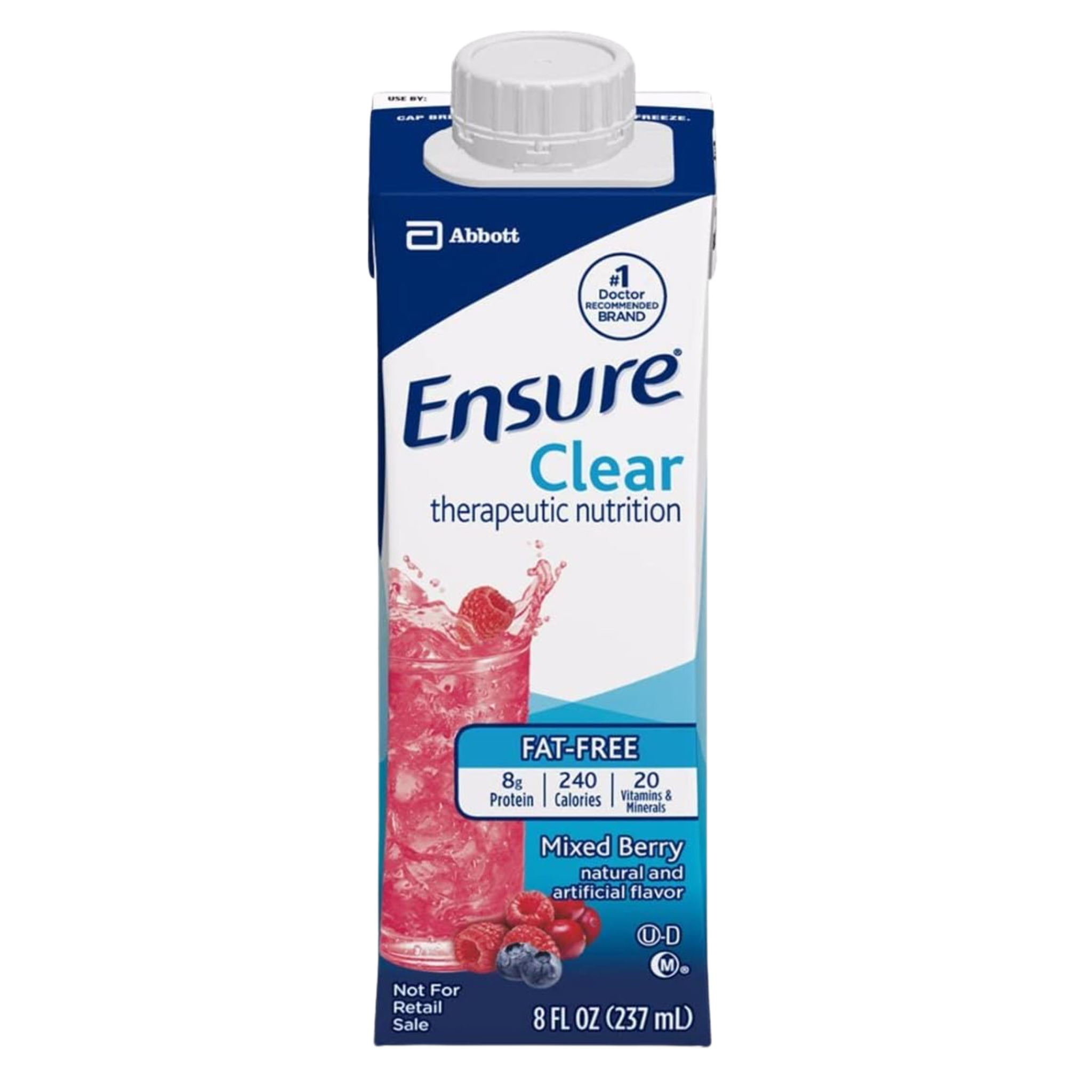 Ensure, Clear Therapeutic Nutritional Drink, Fat-Free with Essential Nutrients & 8g Protein, Mixed Berry, 8 fl oz, 24 Pack