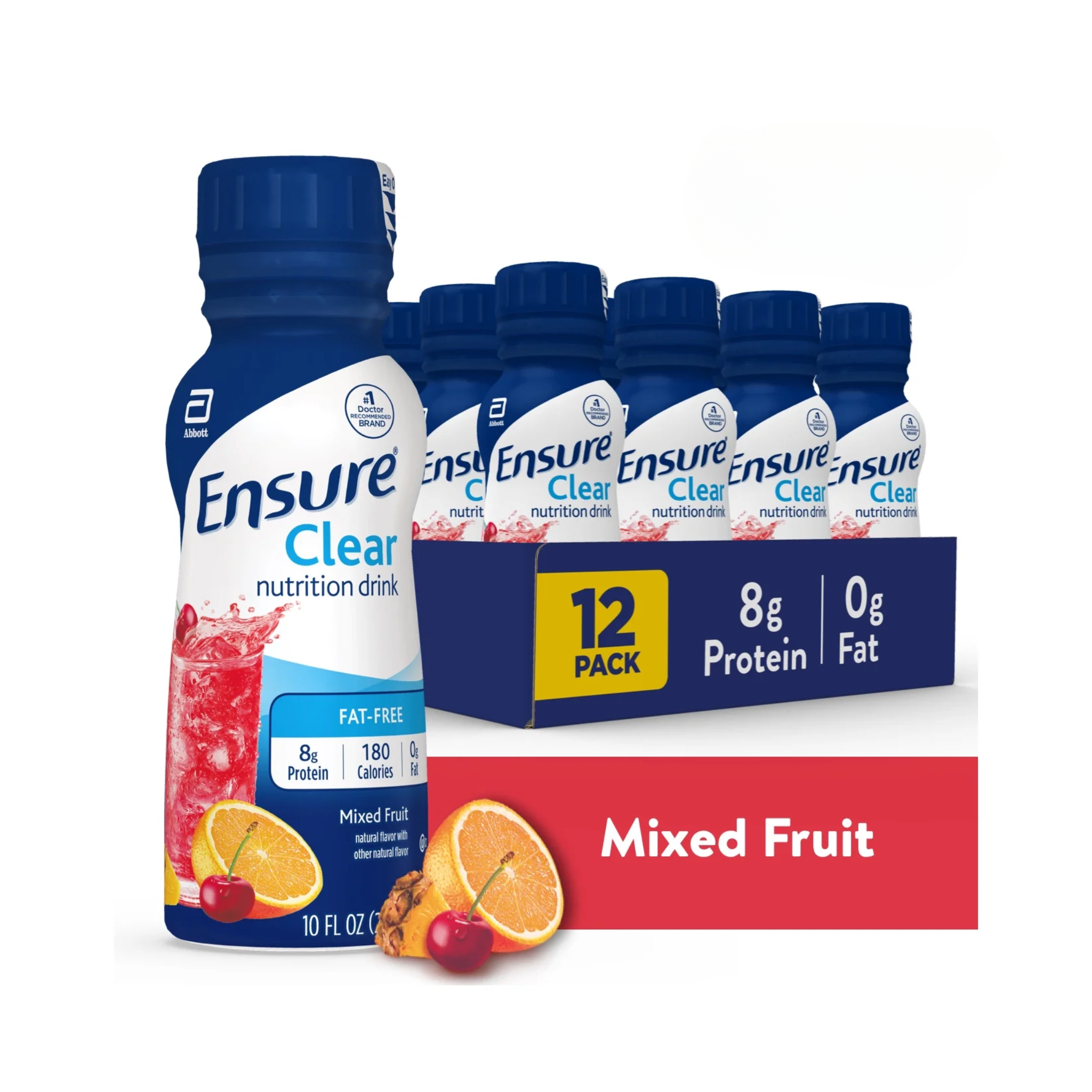 Ensure, Clear Nutrition Drink, Refreshing Mixed Fruit Flavor, 10 fl oz, 12 Pack