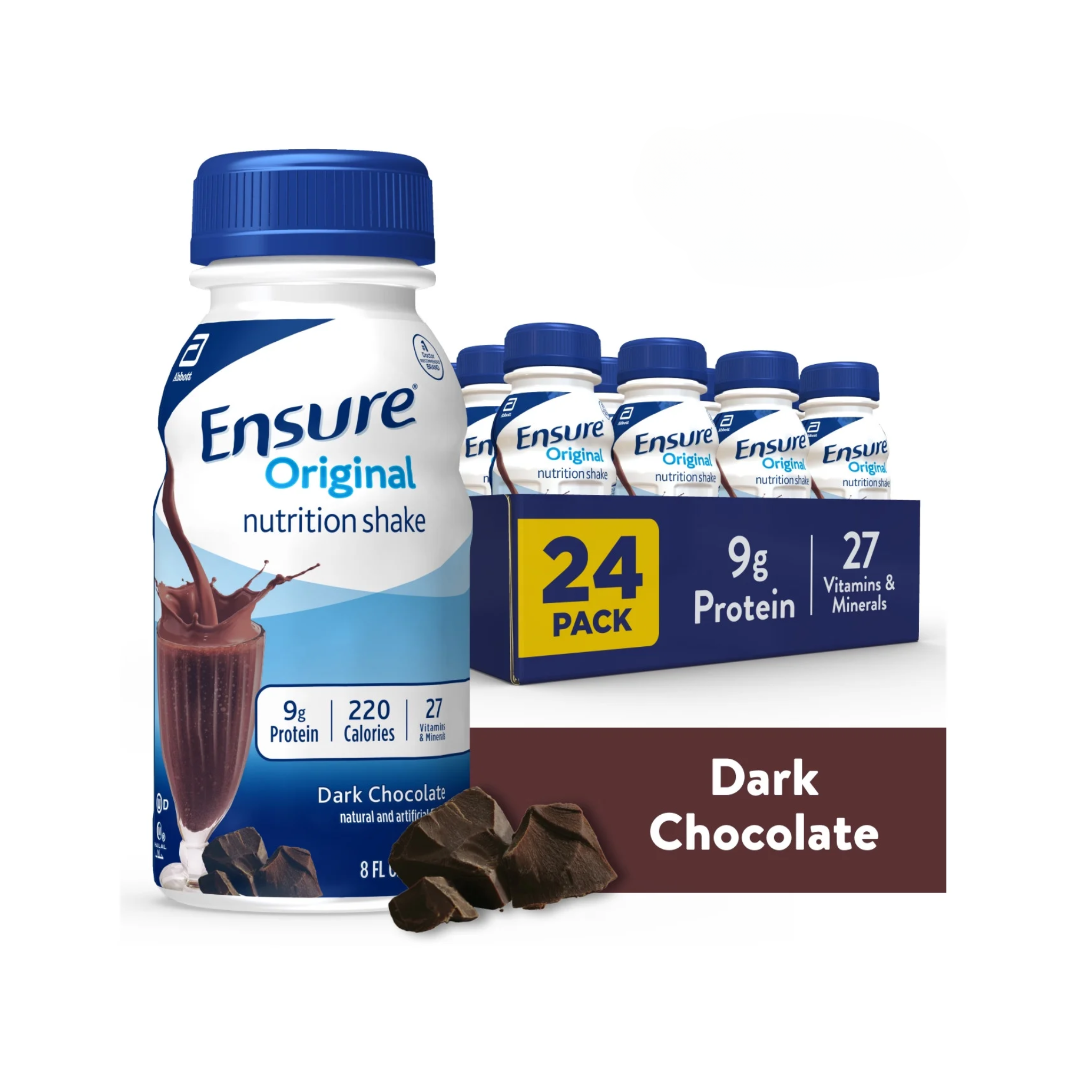Ensure, Original Meal Replacement Nutrition Shake, Dark Chocolate, 8 fl oz, 24 Pack