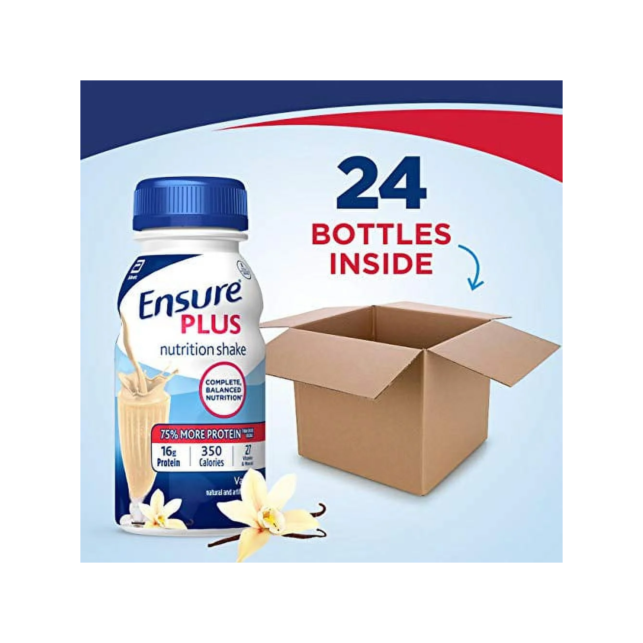 Ensure Plus with Fiber, Oral Supplement, Vanilla, 8 fl oz Bottle, 24 Pack