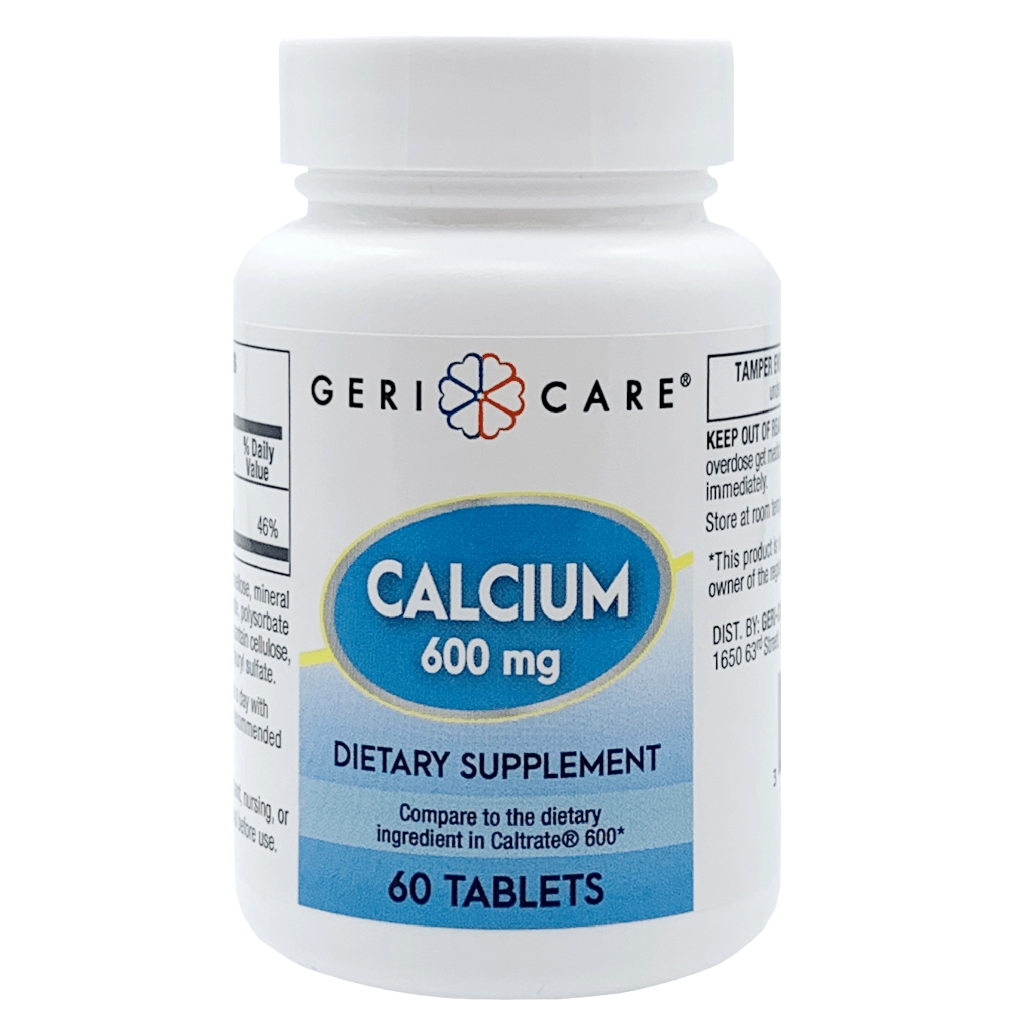 Geri-Care, Calcium 600 mg, Bone & Muscle Support Supplement, 60 Tablets