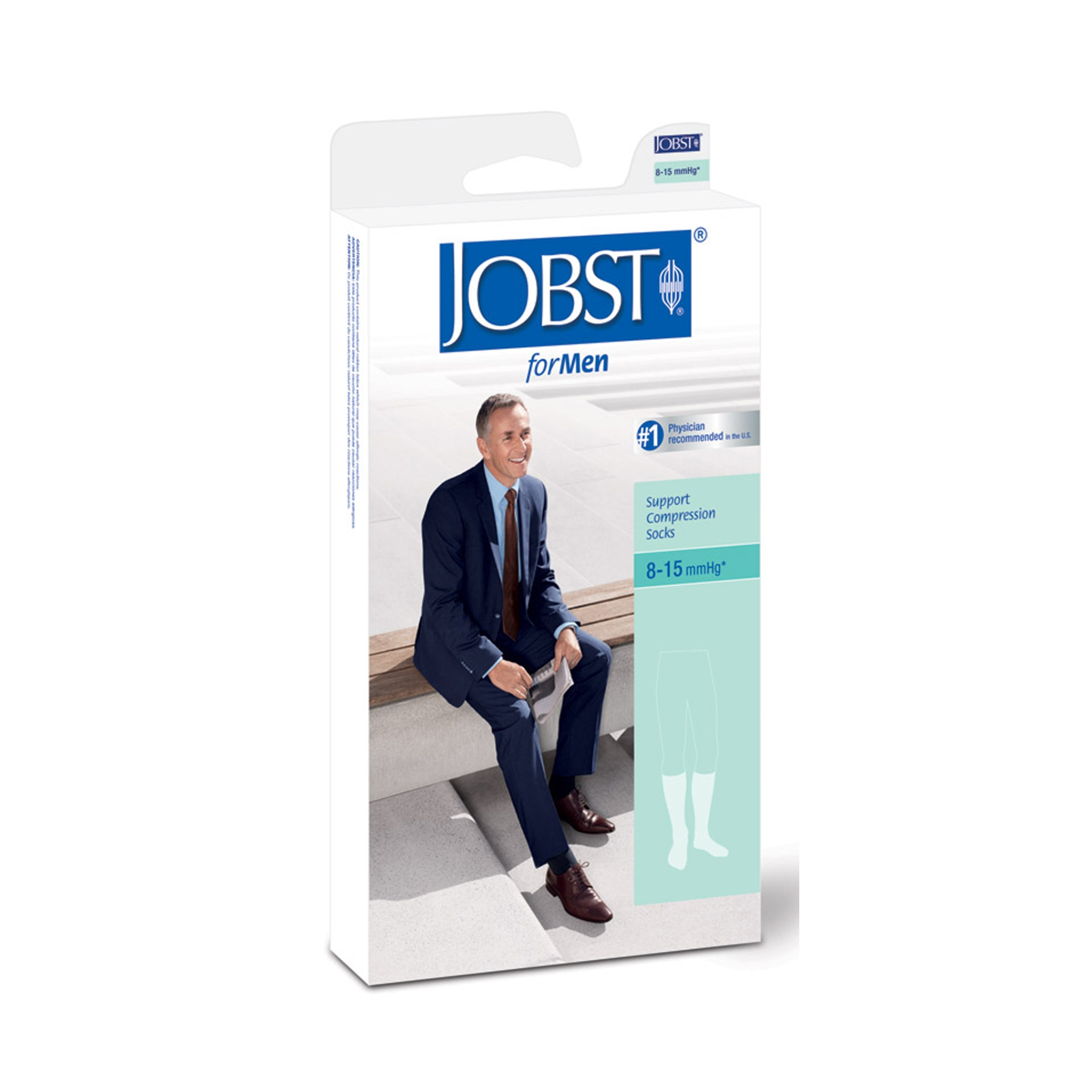 Jobst, Men's Knee-High Compression Socks, 8-15 mmHg, Closed Toe, Comfortable Support, Black, XL