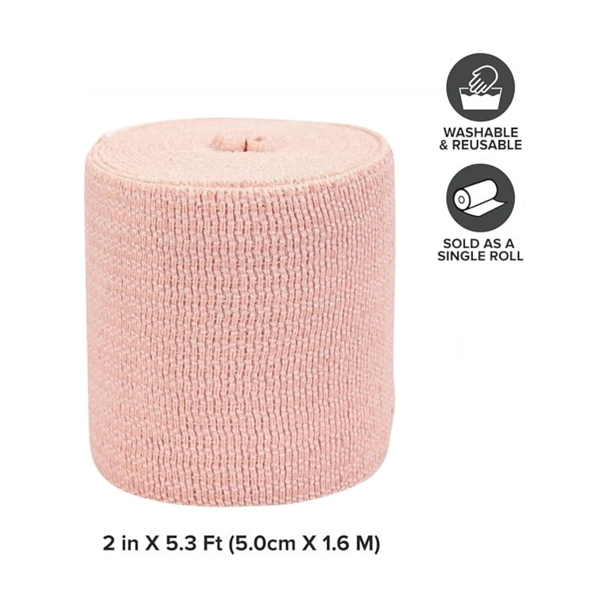 Mueller, Elastic Bandage, 2" with Securing Clips, Beige, 5.3 ft Unstretched