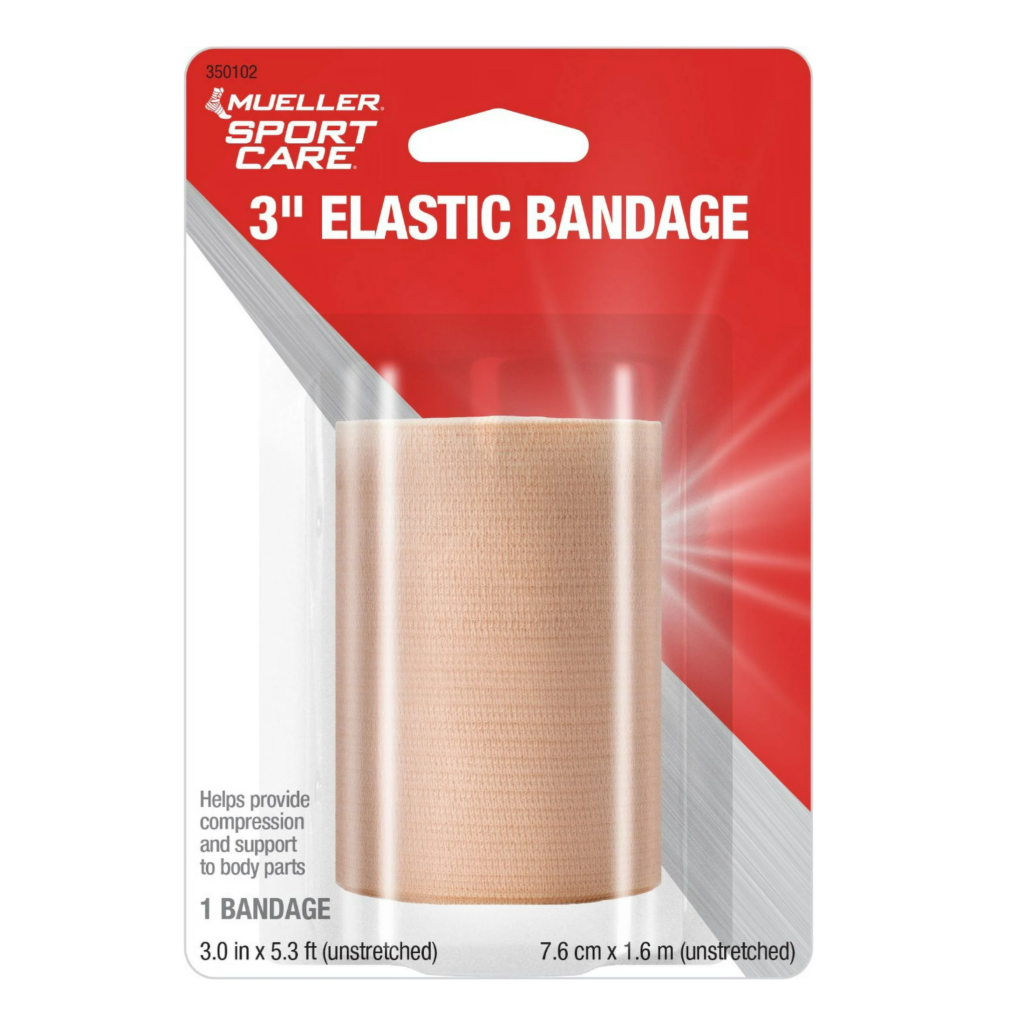 Mueller, Elastic Bandage, Flexible & Reusable for Compression Support, 3" x 5 ft
