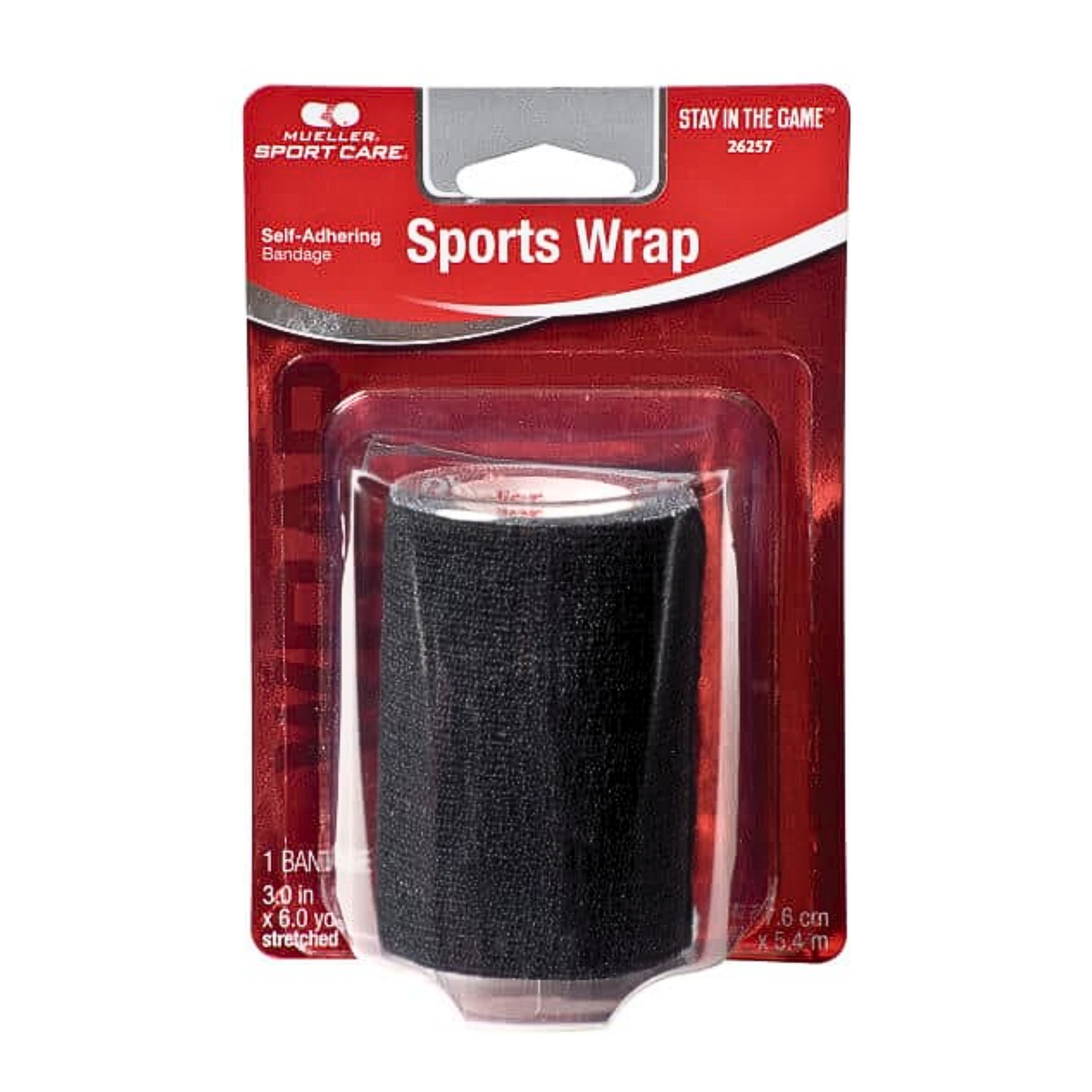 Mueller, Self-Adhering Sports Wrap, Stretchable and Versatile Athletic Support, Black, 3" x 6 yd