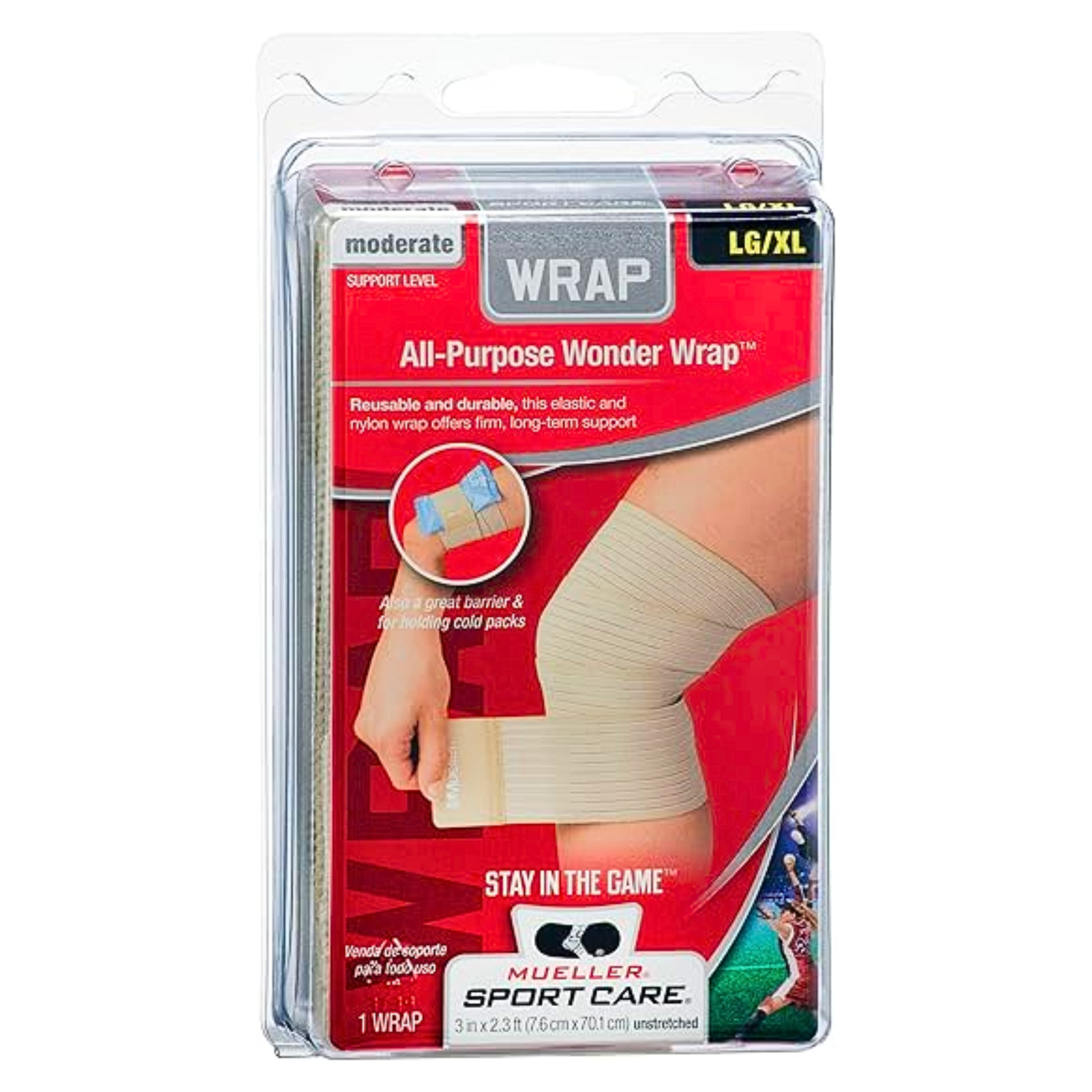 Mueller, Wonder Wrap, Adjustable and Reusable Compression Wrap for Support and Stability, Beige, Large/XL