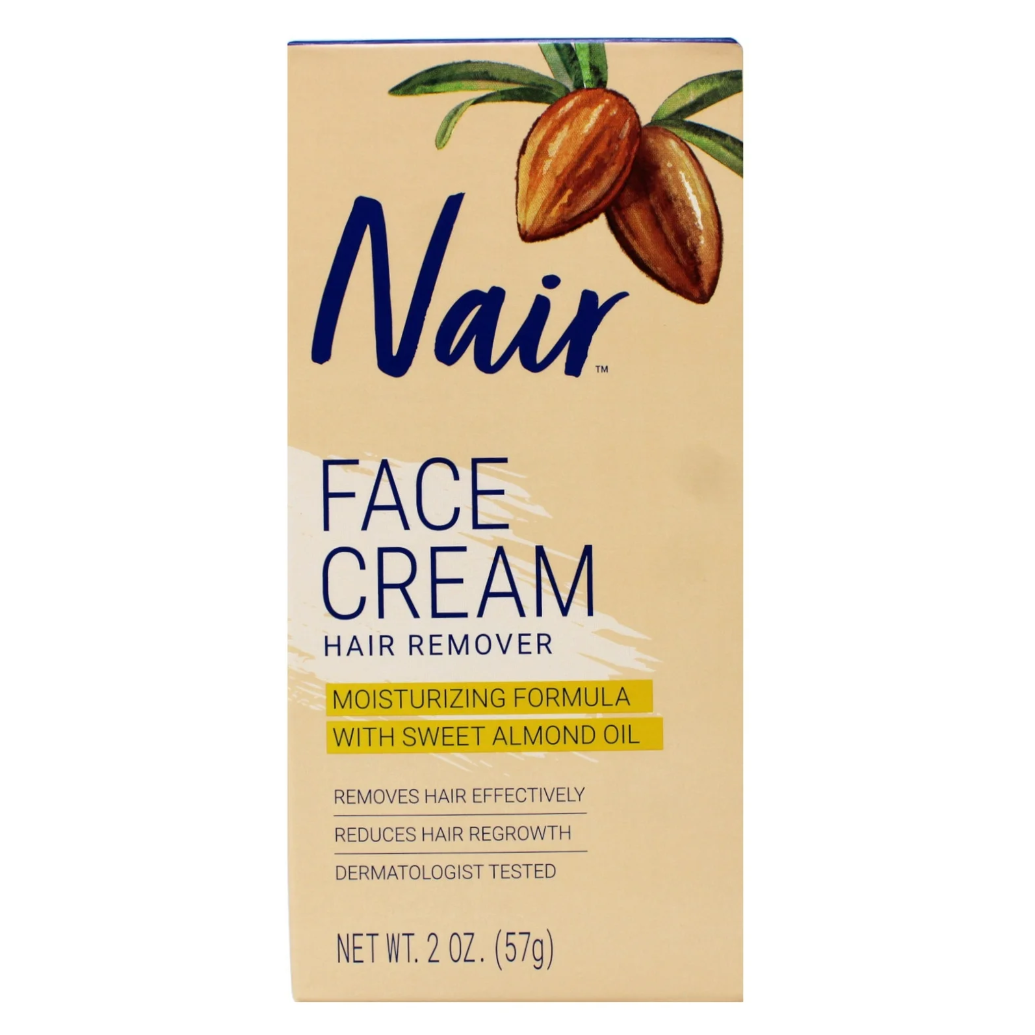 Nair, Hair Remover Moisturizing Face Cream with Gentle Formula, 2 oz