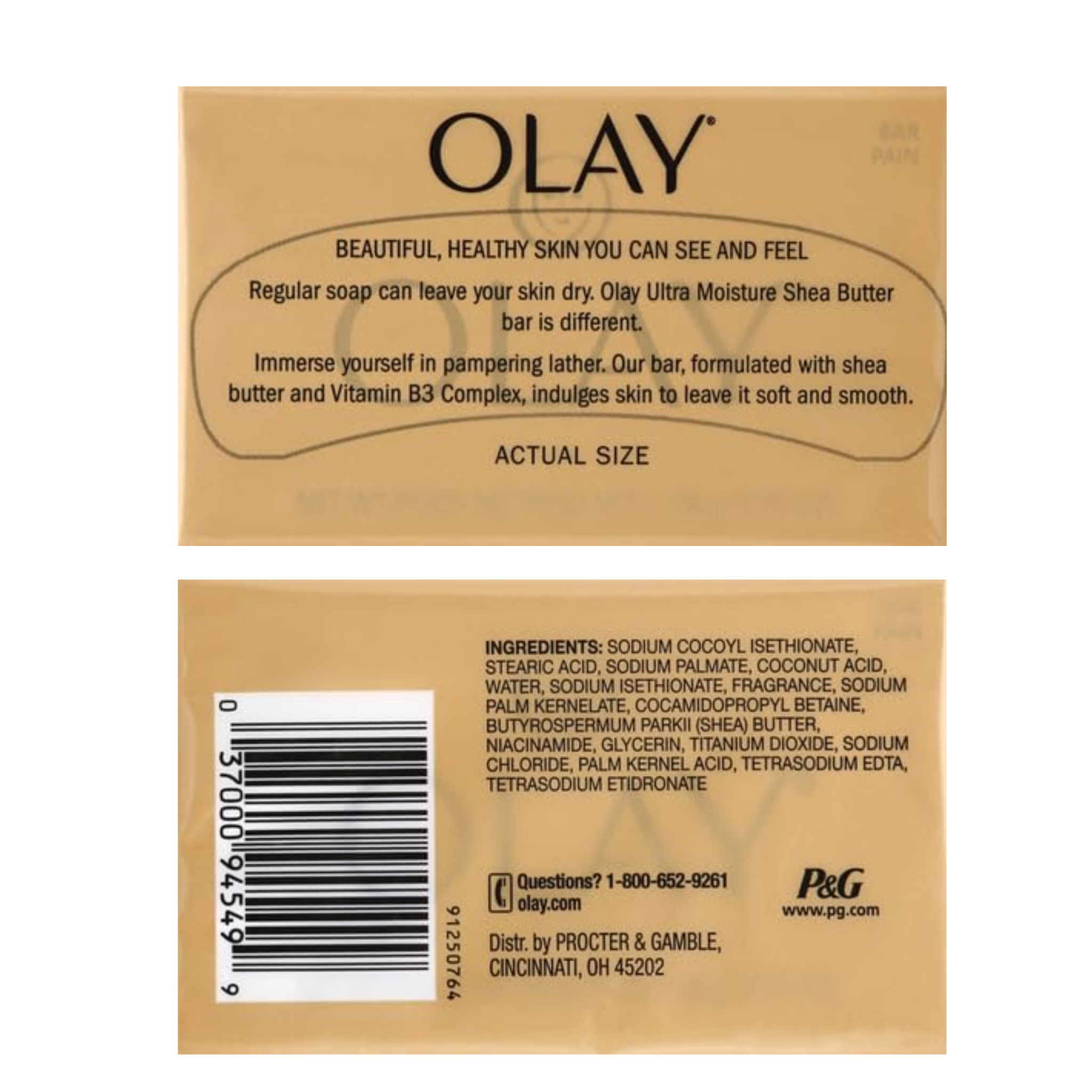 Olay, Moisture Outlast Ultra Moisture Shea Butter Beauty Bar, Deeply Moisturizing for Dry Skin, Vitamin B3 Complex, 3.75 oz, 2 Count - Pharmaful