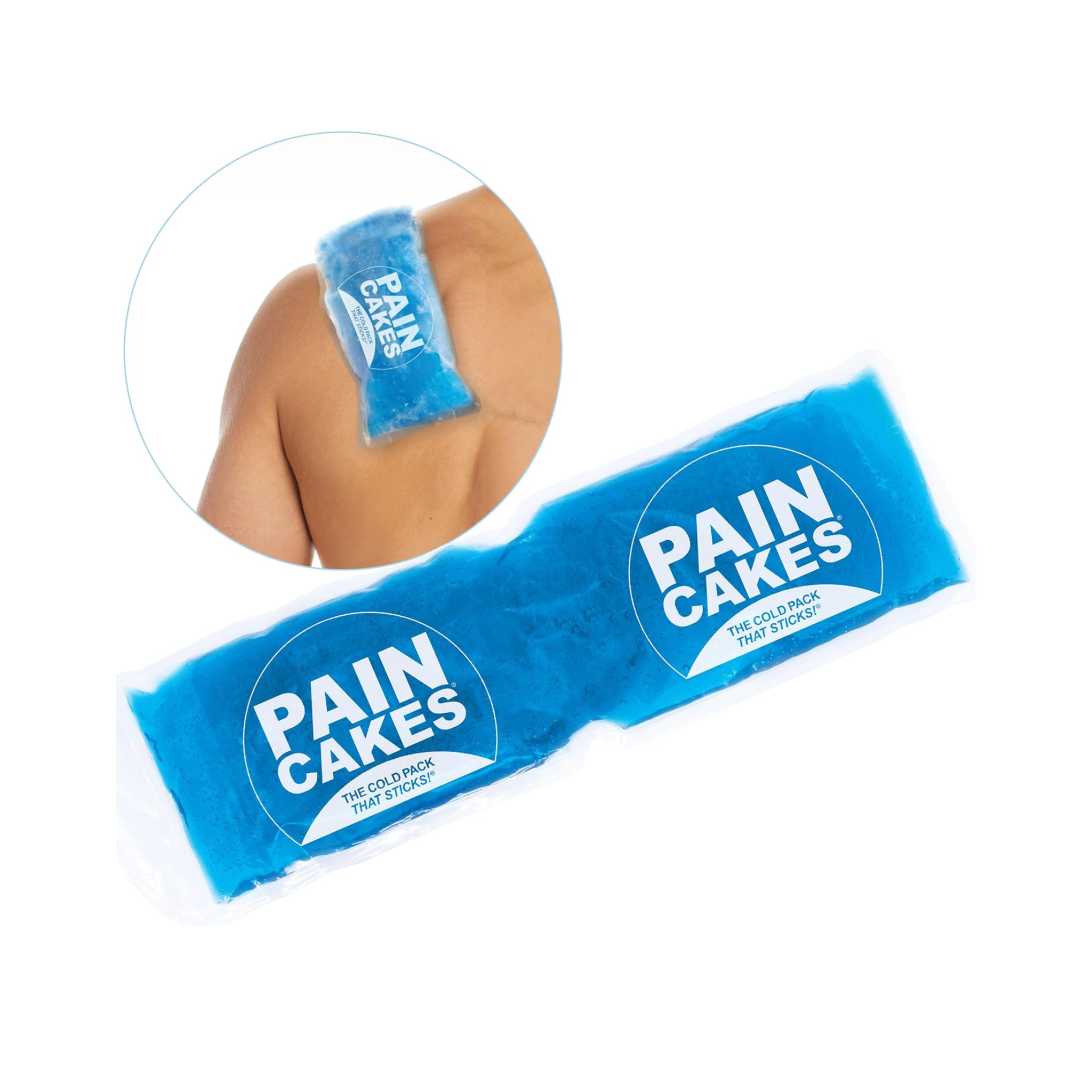 PAINCAKES, Reusable Cold Pack Wrap, Sticks to Body for Hands-Free Pain Relief, 10" x 3"