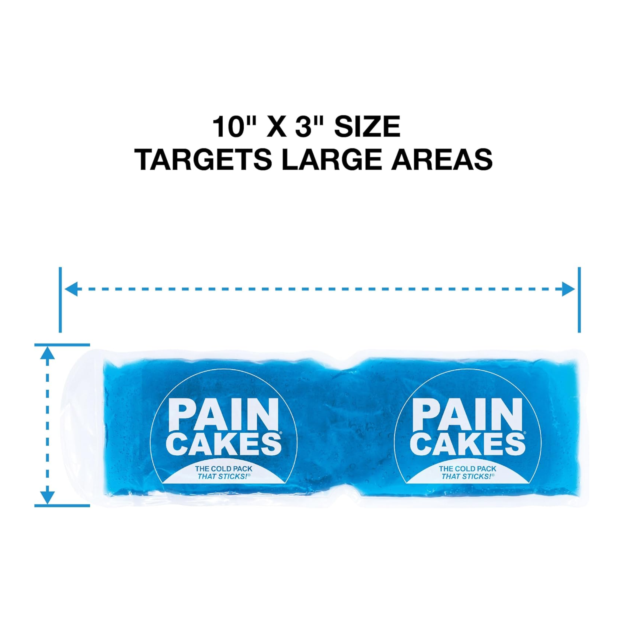 PAINCAKES, Reusable Cold Pack Wrap, Sticks to Body for Hands-Free Pain Relief, 10" x 3"
