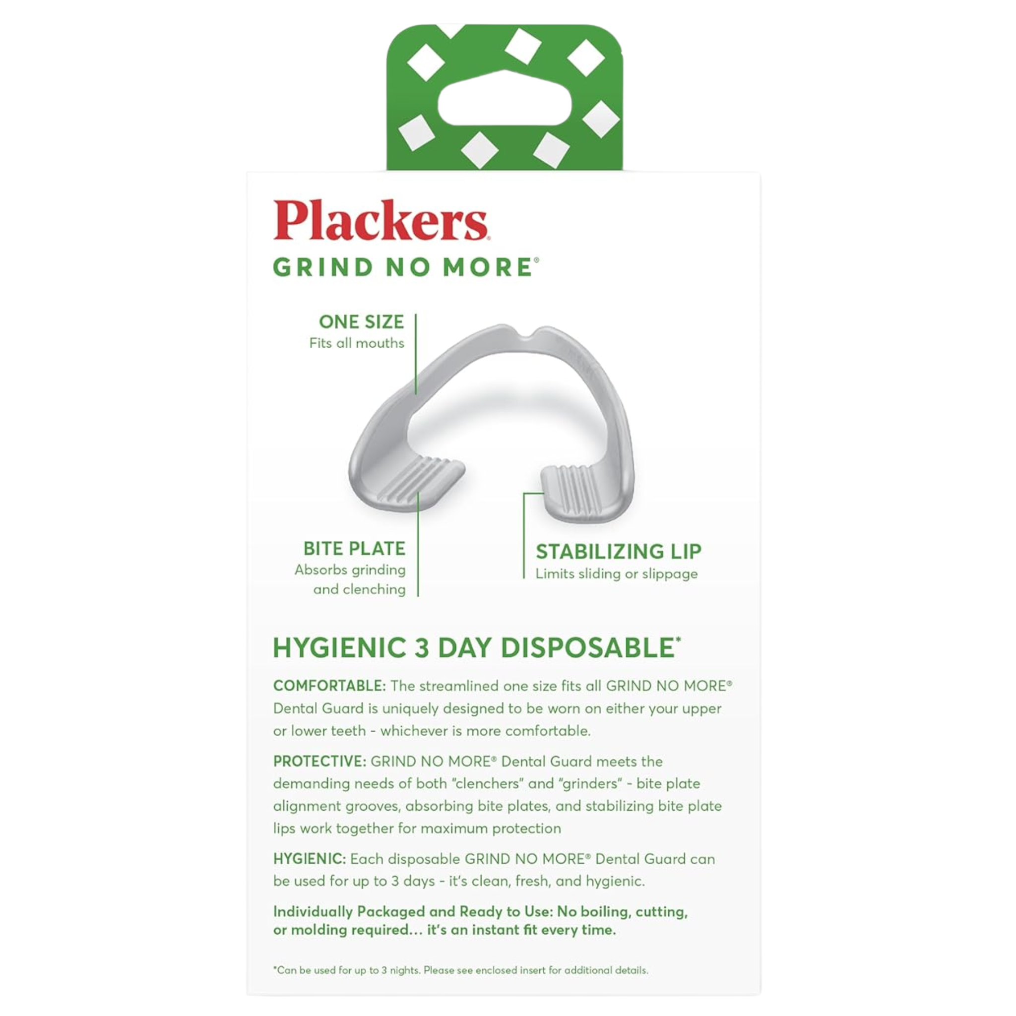 Plackers, Grind No More Dental Night Guard for Teeth Grinding Relief, Disposable Comfort, 10 Count