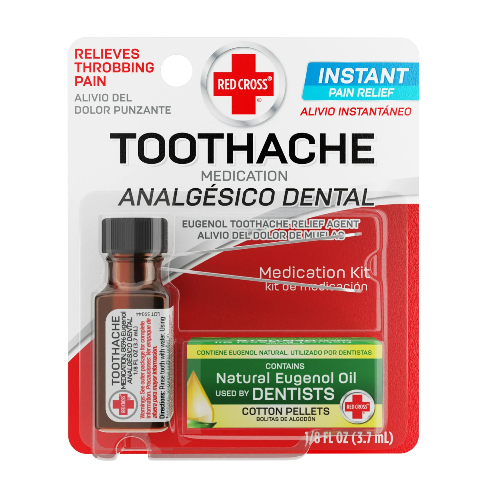 Red Cross, Toothache Medicine Kit, Instant Pain Relief for Throbbing Toothaches, 0.125 fl oz