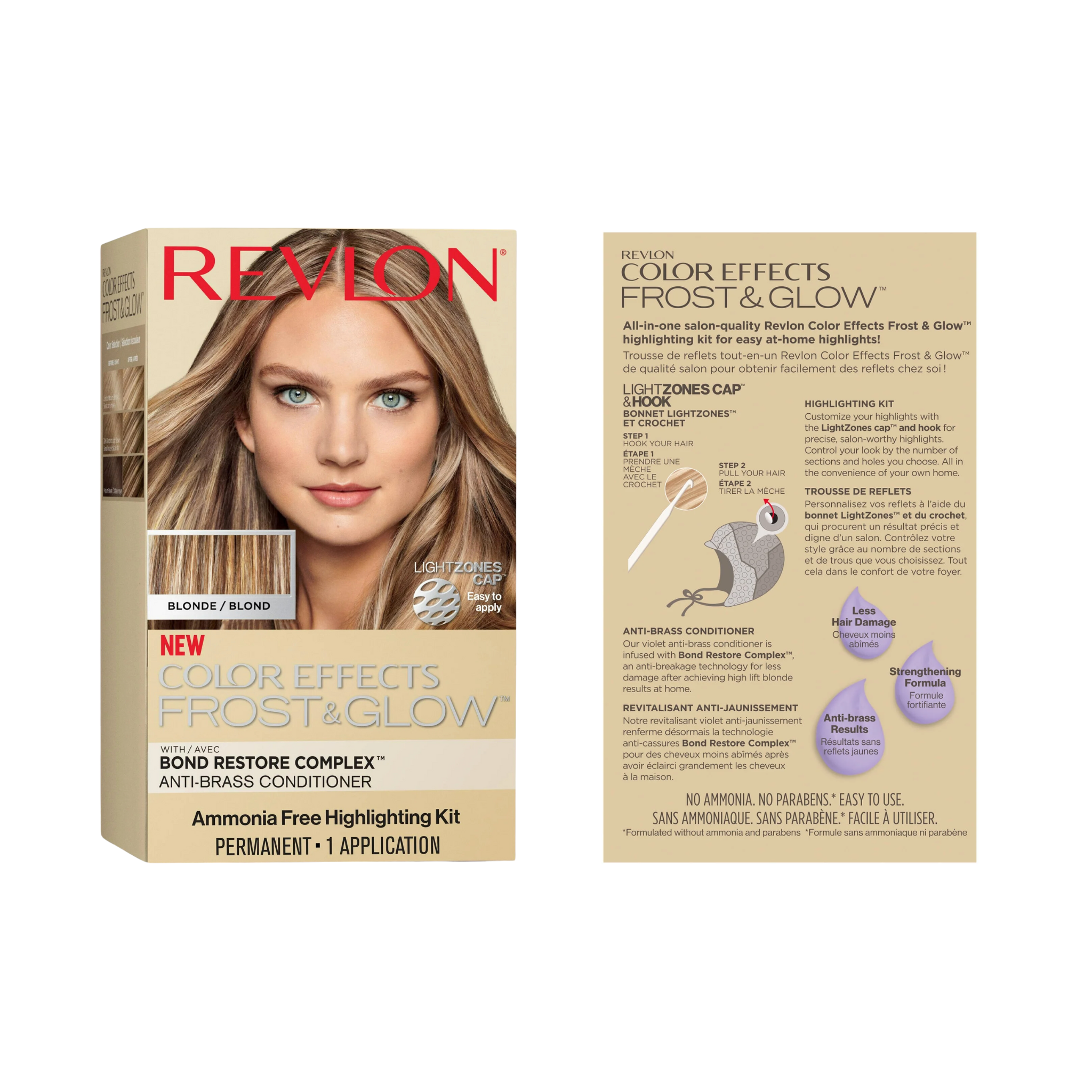 Revlon, Color Effects Frost and Glow, Ammonia-Free Permanent Hair Color, 20 Blonde, Gorgeous Highlights & Radiant Shine, 1 Kit - Pharmaful