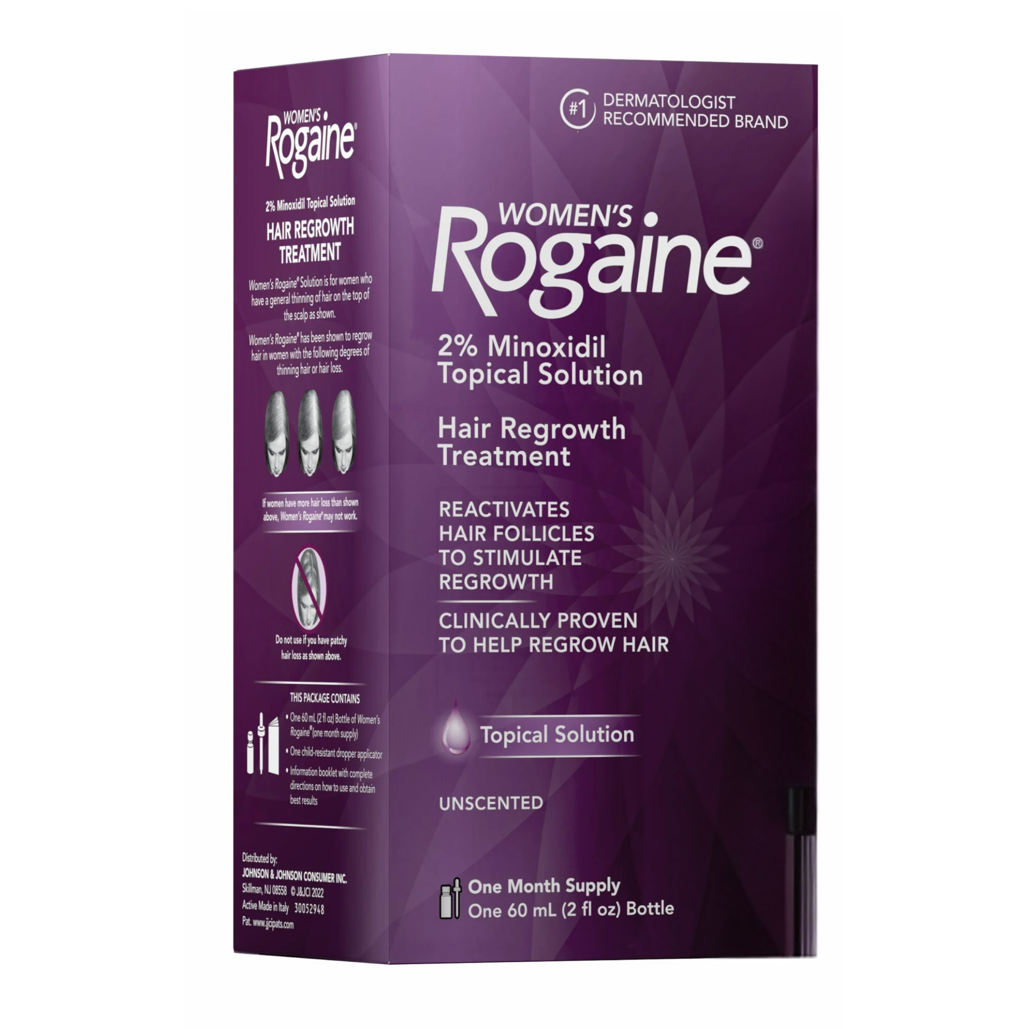 Women’s Rogaine, 2% Minoxidil Liquid Solution, Hair Regrowth Treatment for Thinning Hair, 1-Month Supply