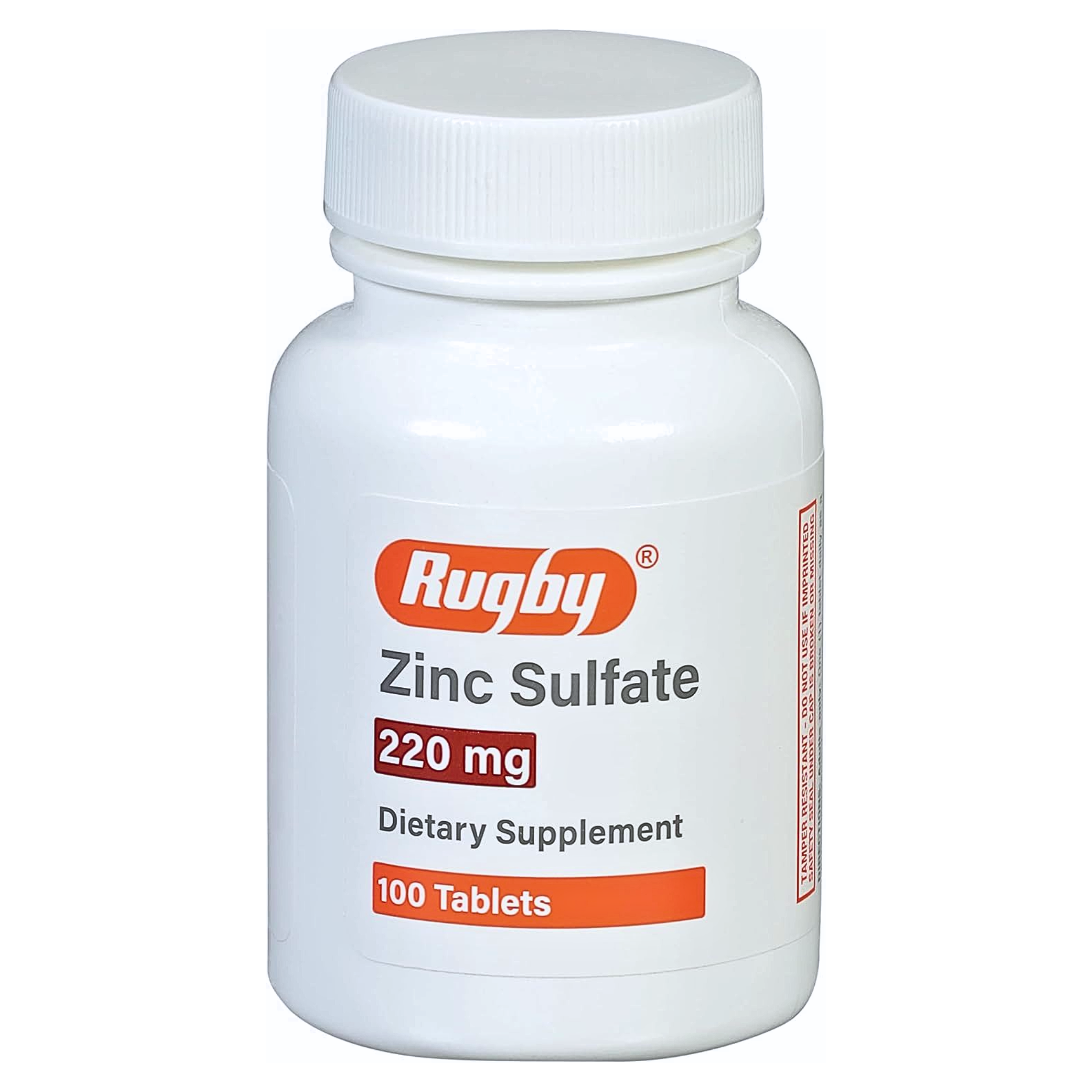 Rugby, Zinc Sulfate 220 mg, Essential Mineral for Immune & Cellular Support, 100 Tablets