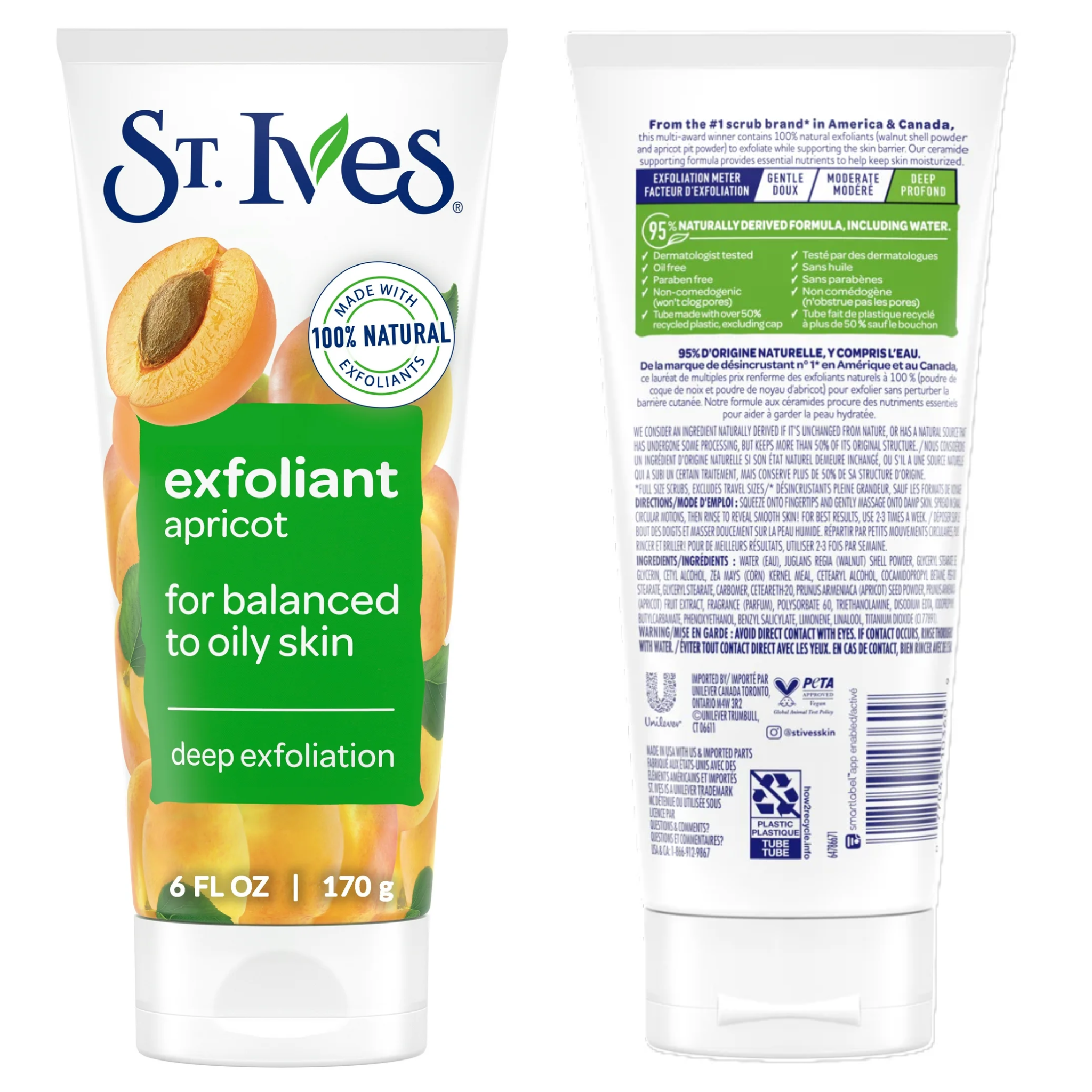 St. Ives, Fresh Skin Exfoliating Face Scrub, Apricot Scrub for Smooth Skin, 6 oz
