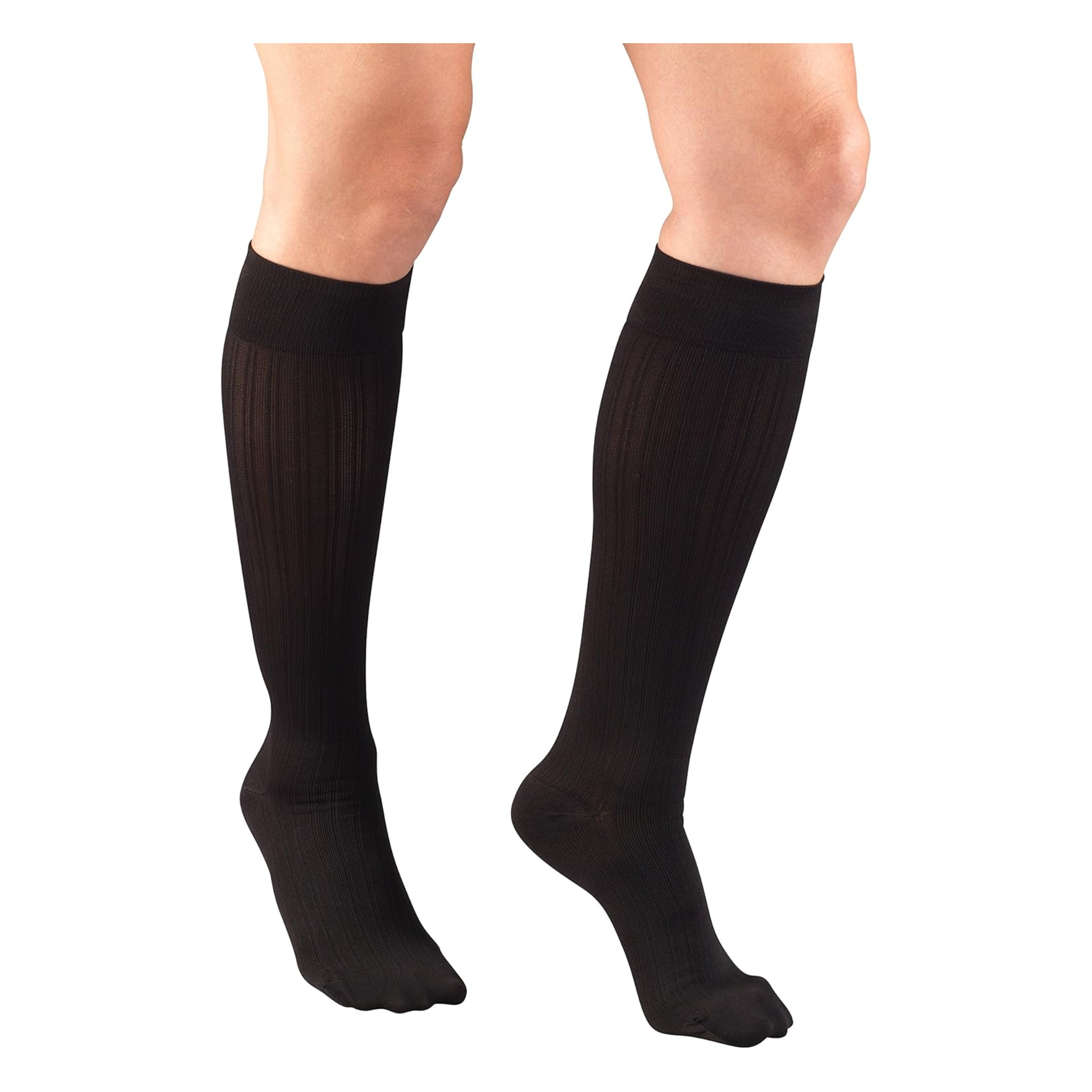 Truform, Women's Trouser Compression Socks, Knee High, Rib Pattern, 15-20 mmHg, Extra Large, Black
