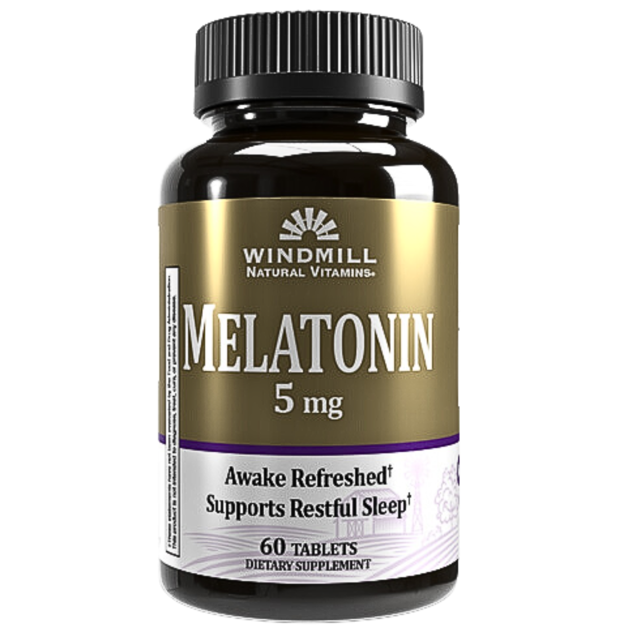 Windmill, Melatonin Tablets, 5mg Nighttime Sleep Support, 60 Count