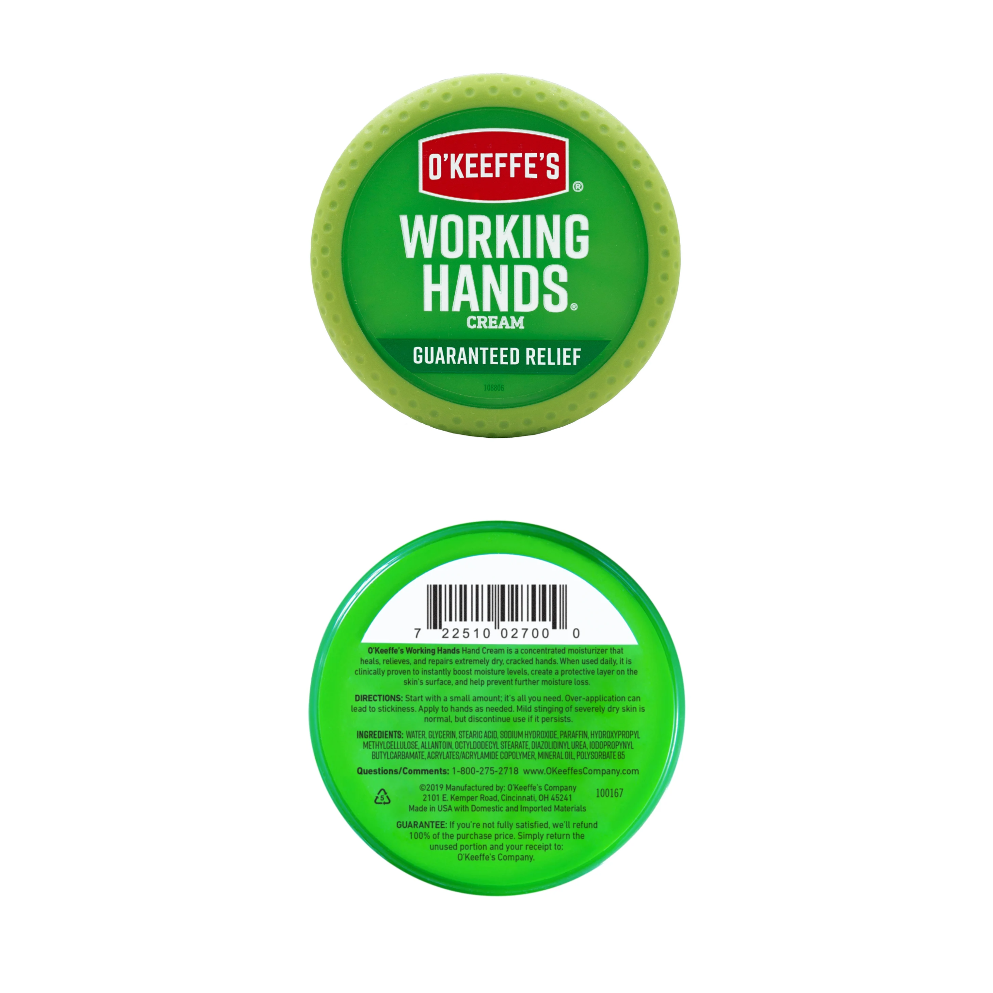 O'Keeffe's, Working Hands Hand Cream, Intense Moisture for Dry, Cracked Skin, 2.7 oz Jar